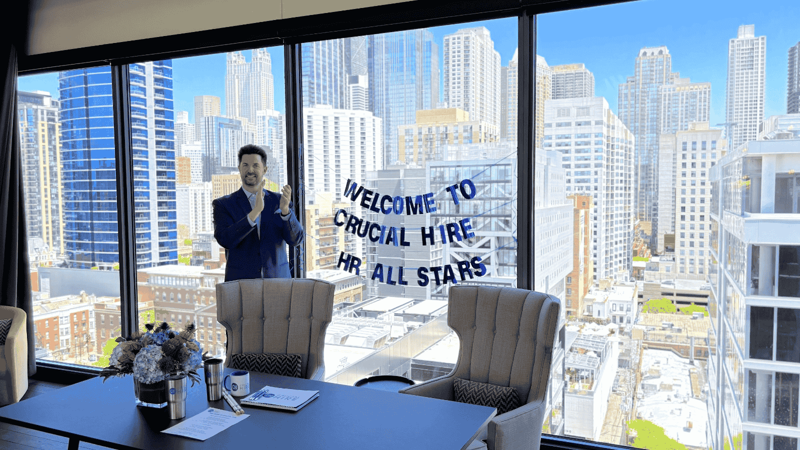 Welcome To Crucial Hire HR All Stars – HR SoundCheck Picture Of Zach Nold Chief Talent Officer Clapping his hands on HR Leaders First Day in the Job. 